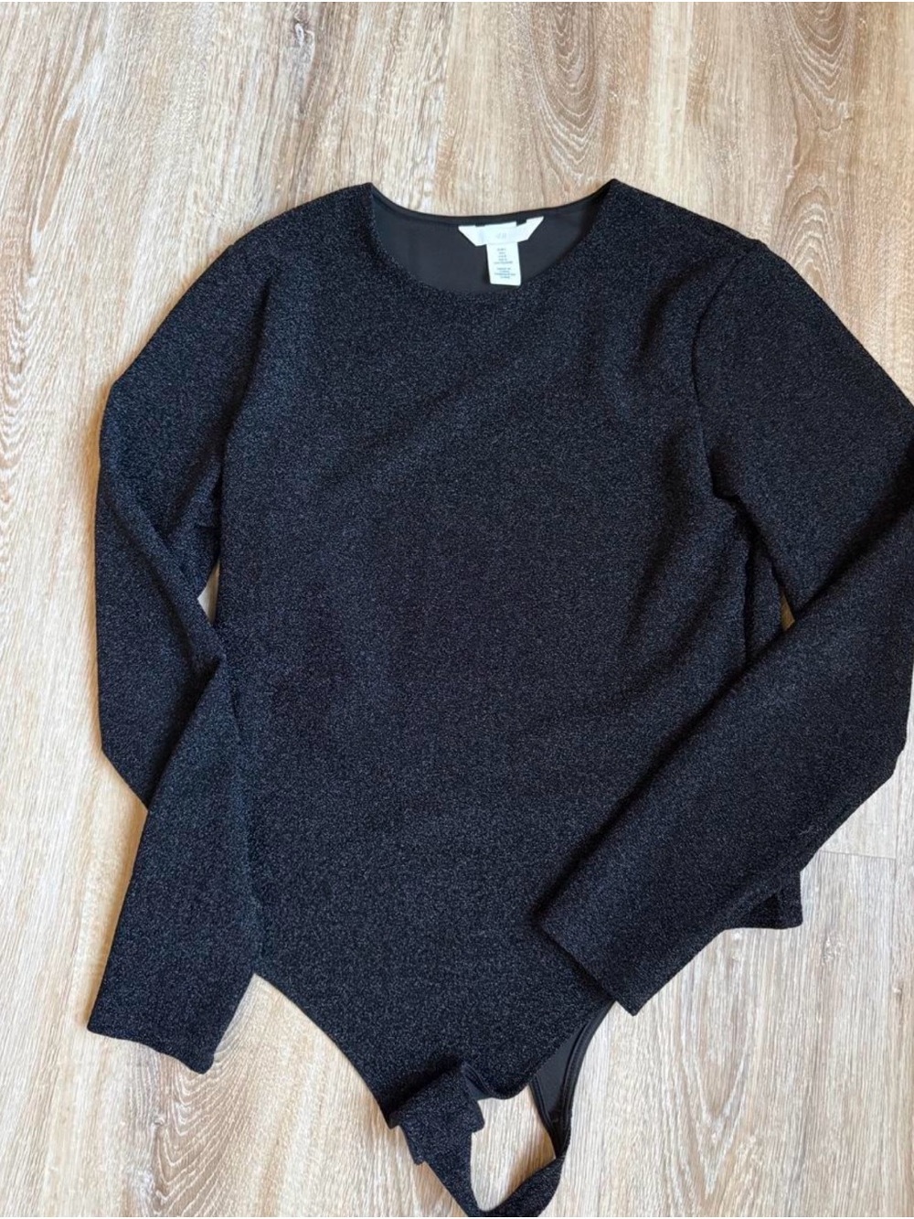 Black Long-Sleeve Sparkle Bodysuit
